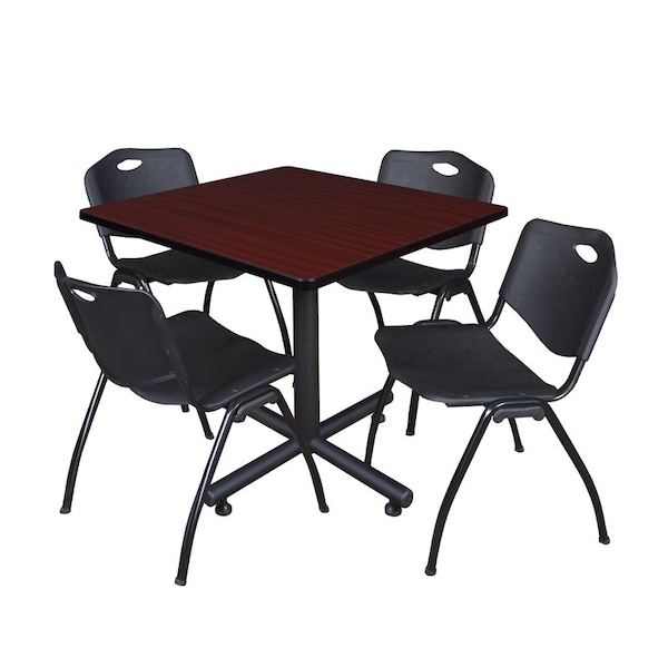 Kobe Kobe Square Table & Chair Set, Wood, Metal, Plastic Top, Mahogany TKB4242MH47BK - main